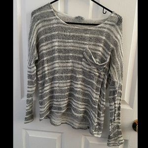 Grey & White Striped Sweater